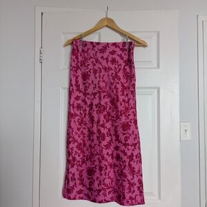 Urban Outfitters Fuchsia Floral Midi Skirt